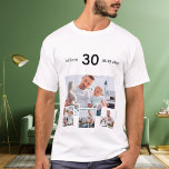 Geburtstagsnahrung Foto Collage T-Shirt<br><div class="desc">Machen Sie Ihre eigene einzigartige Collage aus Foto. Verwenden Sie vier,  vier Ihrer Lieblings-Fotos. Personalisieren und fügen Sie einen Namen,  Alter und Datum hinzu. Schwarzer Text. Perfekt als Geburtstag,  Weihnachten oder Vatertag Geschenk.</div>