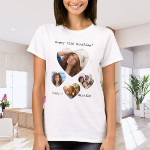 Geburtstagsname Foto Herzkollektion T-Shirt