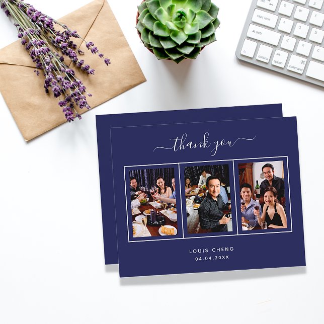 Geburtstagsnavy Blue Foto Dankeschön Karte (Von Creator hochgeladen)