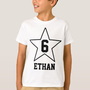 Geburtstagsnummer und Name Uni Stilstern T-Shirt