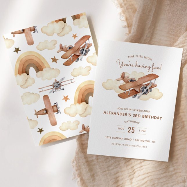 Geburtstagspartei des Vintagen Flugzeugs Einladung (Von Creator hochgeladen)