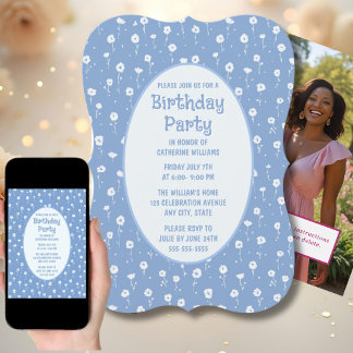 Geburtstagspartei Einladung jedes Alters weiße Blu