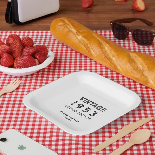 Geburtstagspartei für das benutzerdefinierte Jahr  Pappteller (Picknick)