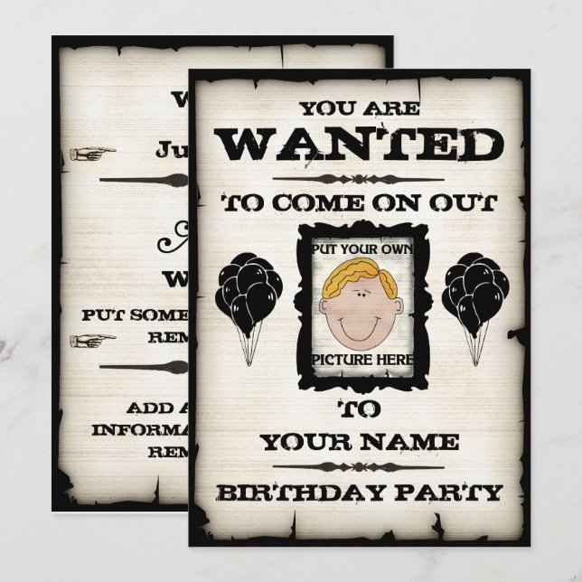 Geburtstagspartei Gewollt Einladungen (Vorne/Hinten)