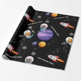 Geburtstagspartei im Weltraum, benutzerdefinierter Geschenkpapier