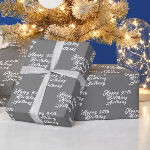 Geburtstagspartei Name Gray Modern Pattern Geschenkpapier
