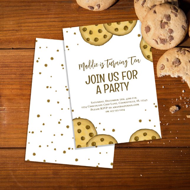 Geburtstagspartei Niedliches Cookie Einladung (Chocolate chip cookies birthday invitations)