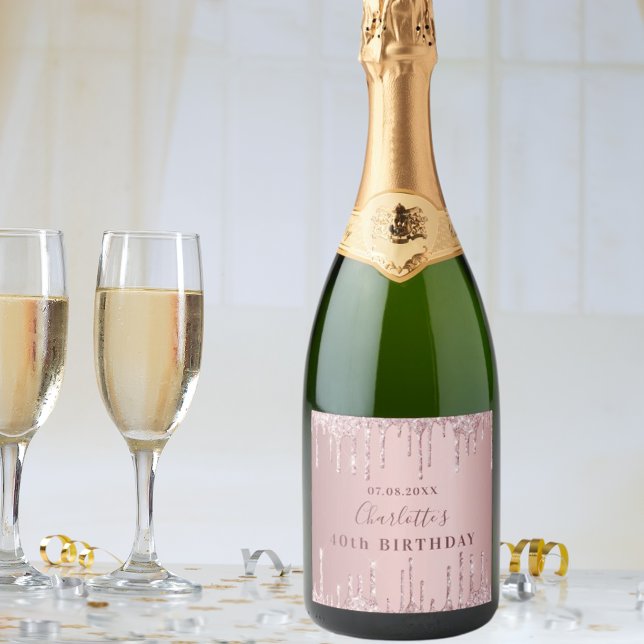 Geburtstagspartei rosa staubige Rose Glitzer Monog (Von Creator hochgeladen)