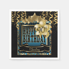Geburtstagspartei Star | Blue Metallic & Gold Serviette