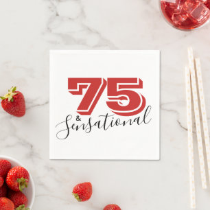Geburtstagsparty 75 & SENSATIONAL Red Modern Serviette
