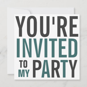Geburtstagsparty Aquamarine und graue Mod Text Einladung