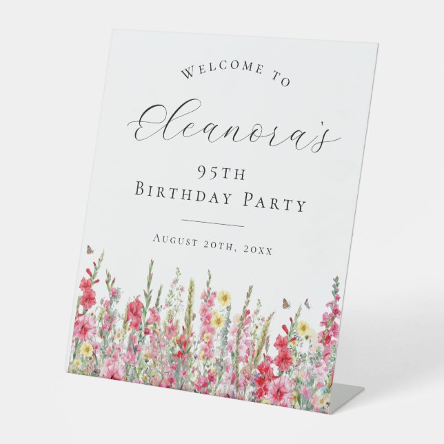 Geburtstagsparty August Geburtstagsfeier Blume Wil Sockelschild (Vorderseite)