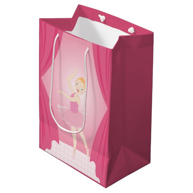 Geburtstagsparty Ballerina Mittlere Geschenktüte (Vorderseite Schrägansicht)