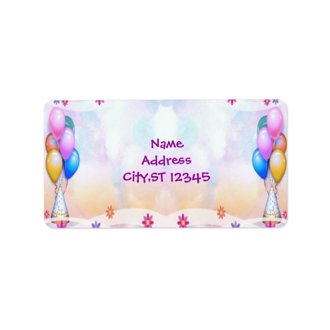 Geburtstagsparty Balloons Adressaufkleber (Vorne)