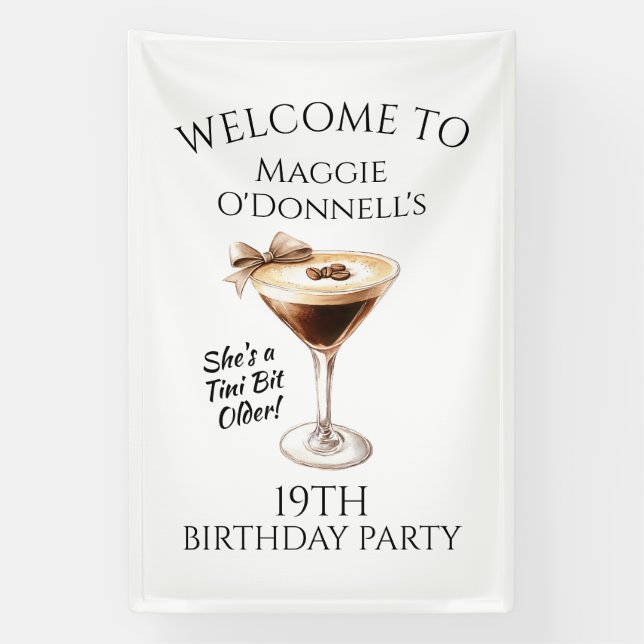 Geburtstagsparty Banner 19. Espresso Martini (Vertikal)
