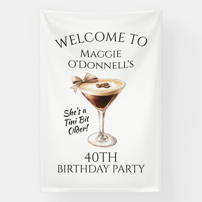 Geburtstagsparty Banner 40. Espresso Martini (Vertikal)