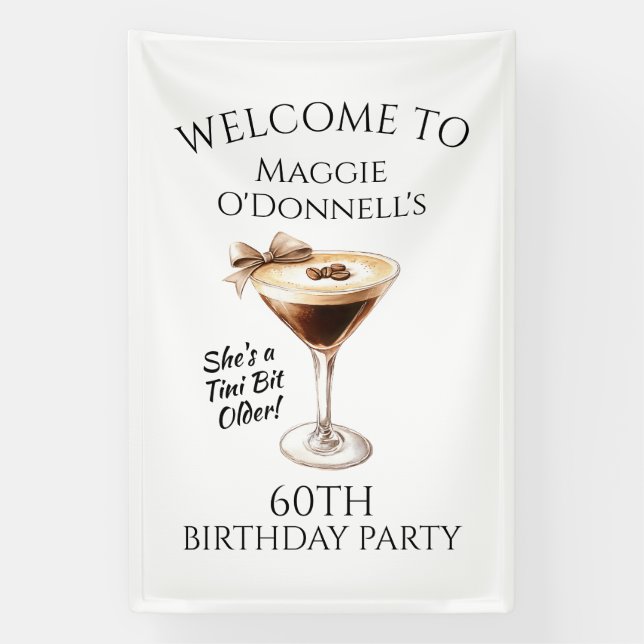 Geburtstagsparty Banner 60. Espresso Martini (Vertikal)