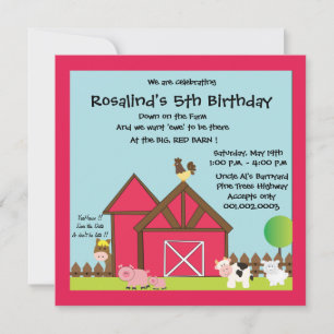 Geburtstagsparty Barnyard/Landtiere Einladung