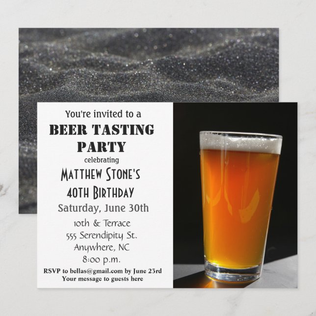 Geburtstagsparty Beer Degustation Einladung (Vorne/Hinten)