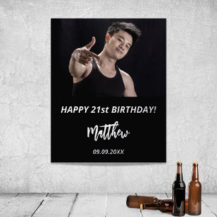 Geburtstagsparty Black Silber Glitzer Foto Foliendrucke