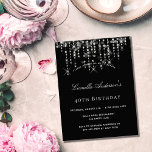 Geburtstagsparty Black Silber Stern Einladung zum  Flyer<br><div class="desc">Bitte beachten Sie, dass diese Einladung auf Flyer Papier und sehr dünn ist. Umschläge sind nicht enthalten. Für dickere Einladungen (gleiche Gestaltung) besuchen Sie bitte unseren Shop. Eine 40. (oder jedes Alter) Geburtstagsfeier Einladung. Ein schwarzer Hintergrund mit Imitaten silbernen Sternen. Personalisieren und fügen Sie einen Namen und Party-Details hinzu. Weißer...</div>
