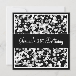 Geburtstagsparty Blasen Grau Schwarz & Weiß Einladung