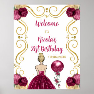 Geburtstagsparty Blonde Prinzessin Dark Red Willko Poster