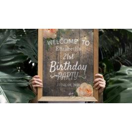 Geburtstagsparty-Blume Holz String Lights Willkomm Poster