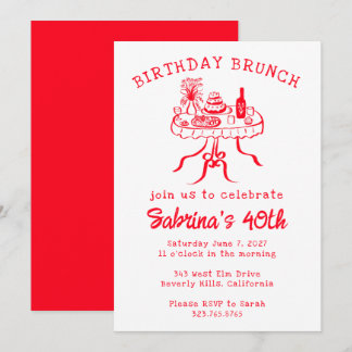 Geburtstagsparty Buffet Tischhandgezeichnet Einladung