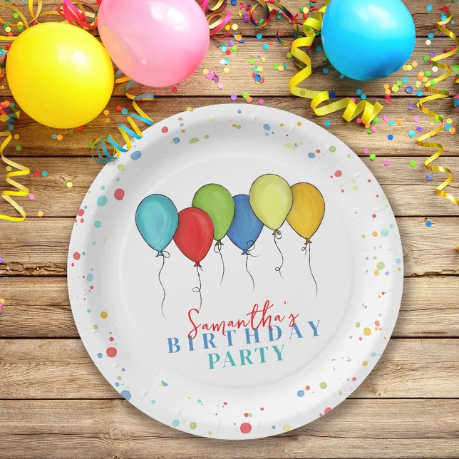 Geburtstagsparty Bunte Ballons Pappteller (Von Creator hochgeladen)