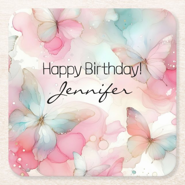 Geburtstagsparty Butterfly Paper Untersetzer (Vorderseite)