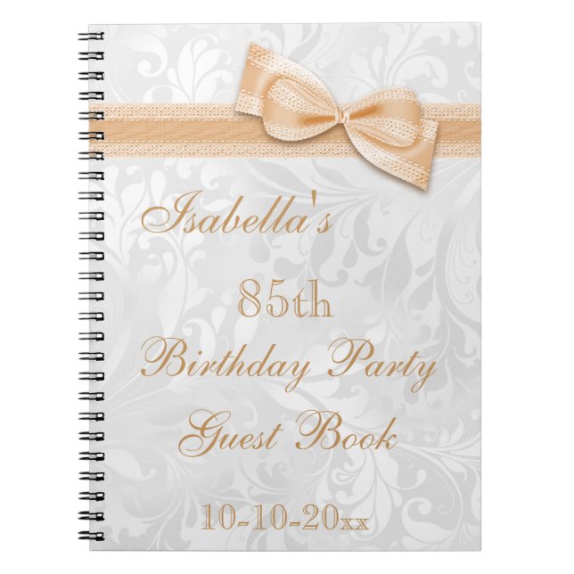 Geburtstagsparty Damask und Bow Notizblock (Vorderseite)