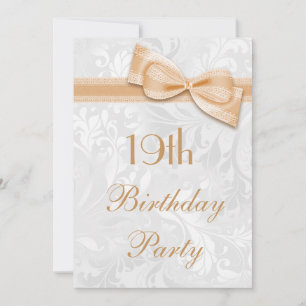 Geburtstagsparty Damask und Imitat Bow Einladung