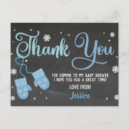 Geburtstagsparty Danke, Mittens Blue Snowflakes Einladung