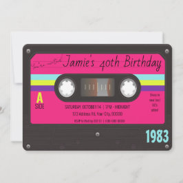 Geburtstagsparty der 80er Jahre, Retro-Kassettenba Einladung