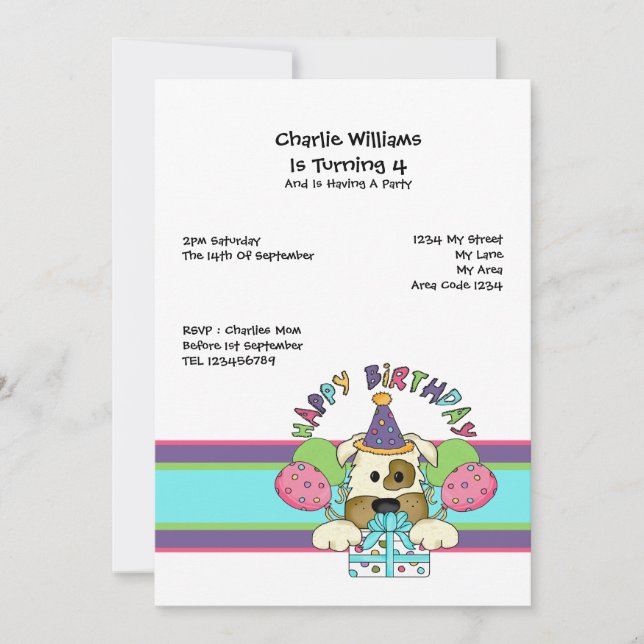 Geburtstagsparty der Hunde Einladung (Vorderseite)