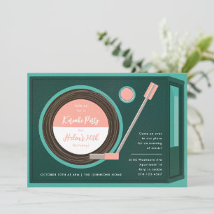 Geburtstagsparty der Plattenspielermusik Einladung