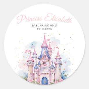 Geburtstagsparty der Prinzessin, Burg Princess Geb Runder Aufkleber