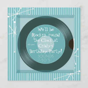 Geburtstagsparty der Retro-Fünfzigerjahre Einladung