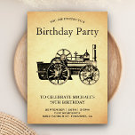 Geburtstagsparty der Vintagen Lokomotive Einladung<br><div class="desc">Die Vintage Geburtstagsfeier lädt mit einer schönen alten Dampflokomotive und eleganter Typografie vor einem Vintagen Pergament zum Verweilen ein. Fügen Sie einfach Ihre Veranstaltungsdetails zu dieser einfach zu bedienenden Vorlage hinzu,  um sie zu einer einmaligen Einladung zu machen.</div>