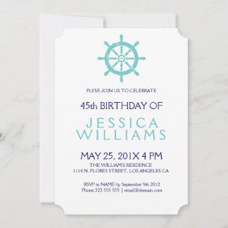 Geburtstagsparty des aquamarinen Nautical Boat Whe Einladung