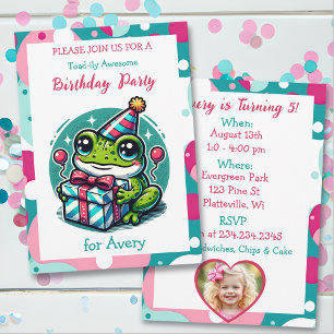 Geburtstagsparty des niedlichen Frog Themed Girl Einladung