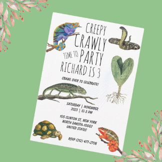 Geburtstagsparty des niedlichen Reptile Themed Kid Einladung