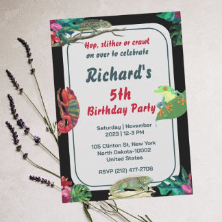 Geburtstagsparty des niedlichen Reptile Themed Kid Einladung