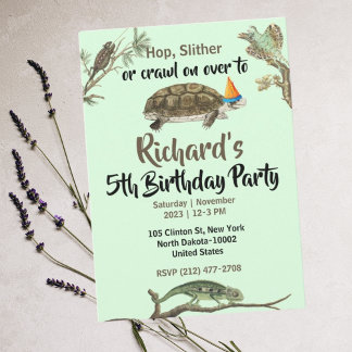 Geburtstagsparty des niedlichen Reptile Themed Kid Einladung
