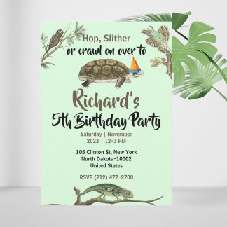 Geburtstagsparty des niedlichen Reptile Themed Kid Einladung