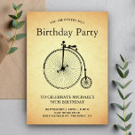 Geburtstagsparty des Vintagen Fahrrads Einladung<br><div class="desc">Die Vintage Geburtstagsfeier lädt Sie mit einem Penny-Farthing-Fahrrad und eleganter Typografie vor Vintagem Pergament ein. Fügen Sie einfach Ihre Veranstaltungsdetails zu dieser einfach zu bedienenden Vorlage hinzu,  um sie zu einer einmaligen Einladung zu machen.</div>