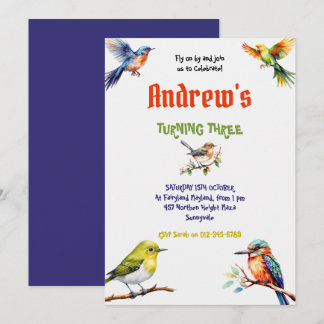 Geburtstagsparty des Vogel mit farbenfroher Atmosp Einladung
