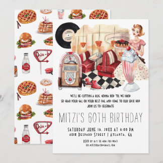 Geburtstagsparty Diner Sock Hop Einladung