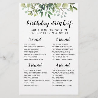 Geburtstagsparty Drink Wenn Spiel editierbare Kart